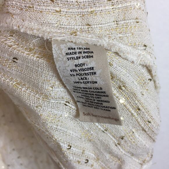 NWT Soft Surroundings Cream Sequin Glamour Kimono Cardigan Medium Bohemian - Picture 7 of 12